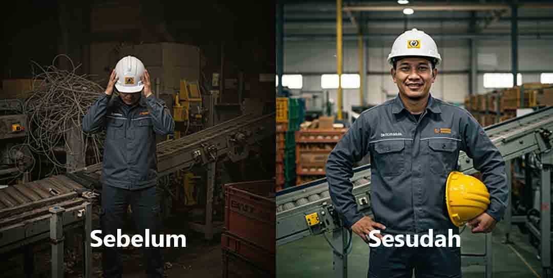 Sebelum dan sesudah menjadi konsumen jasa fabrikasi conveyor